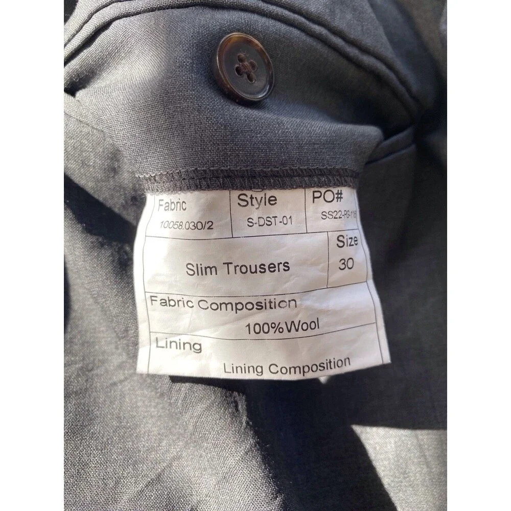 Spier & Mackay Men’s 100% Wool Slim Trousers with Drawstrings Grey lightweight